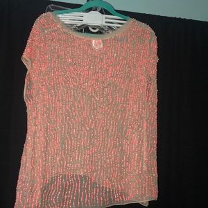 Sheer short sleeve with pink sequin from Parker